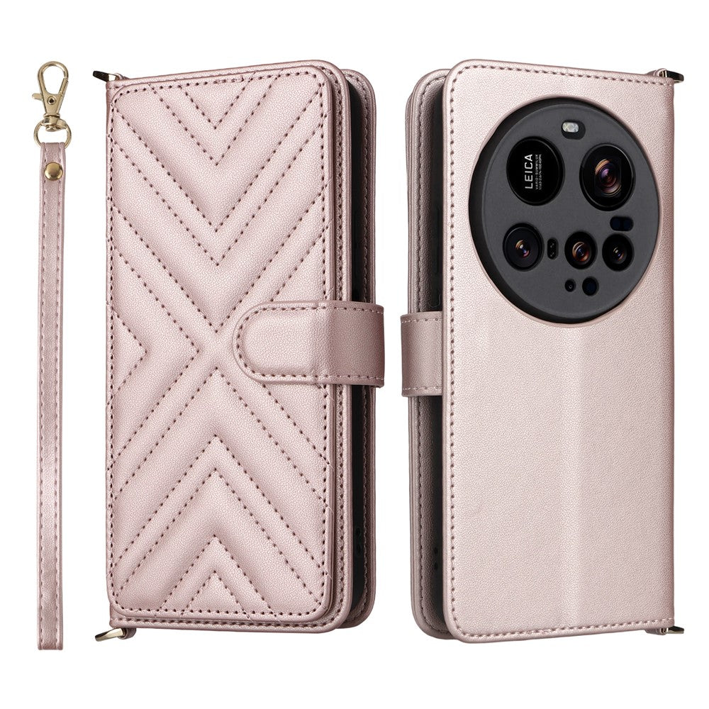 For Xiaomi 15 Ultra Wallet Case with Shoulder / Wrist Strap Leather Phone Cover Stand
