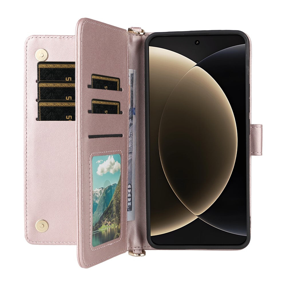 For Xiaomi 15 Ultra Wallet Case with Shoulder / Wrist Strap Leather Phone Cover Stand