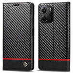 LC.IMEEKE For Xiaomi Redmi Note 14 4G (164.84mm) Case Carbon Fiber Texture Phone Cover Stand Card Holder