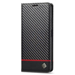 LC.IMEEKE For Xiaomi Redmi Note 14 4G (164.84mm) Case Carbon Fiber Texture Phone Cover Stand Card Holder