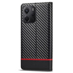 LC.IMEEKE For Xiaomi Redmi Note 14 4G (164.84mm) Case Carbon Fiber Texture Phone Cover Stand Card Holder