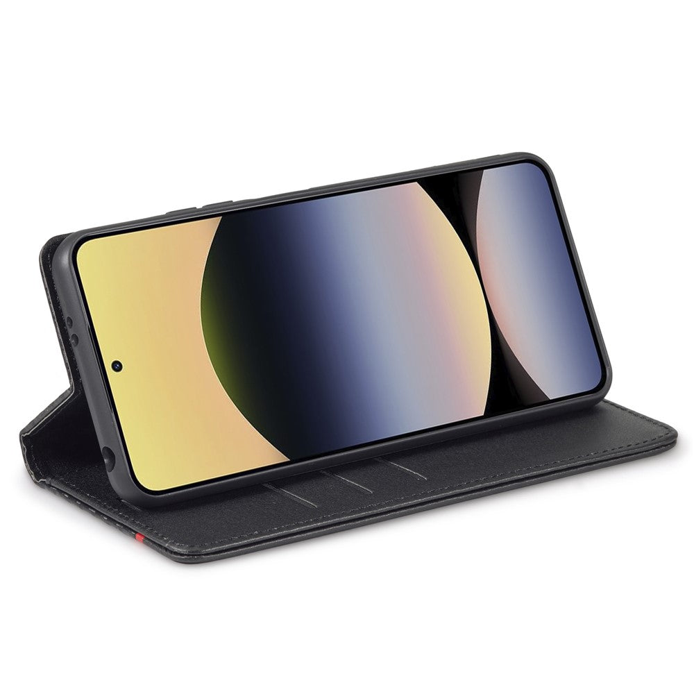 LC.IMEEKE For Xiaomi Redmi Note 14 4G (164.84mm) Case Carbon Fiber Texture Phone Cover Stand Card Holder