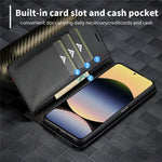 LC.IMEEKE For Xiaomi Redmi Note 14 4G (164.84mm) Case Carbon Fiber Texture Phone Cover Stand Card Holder