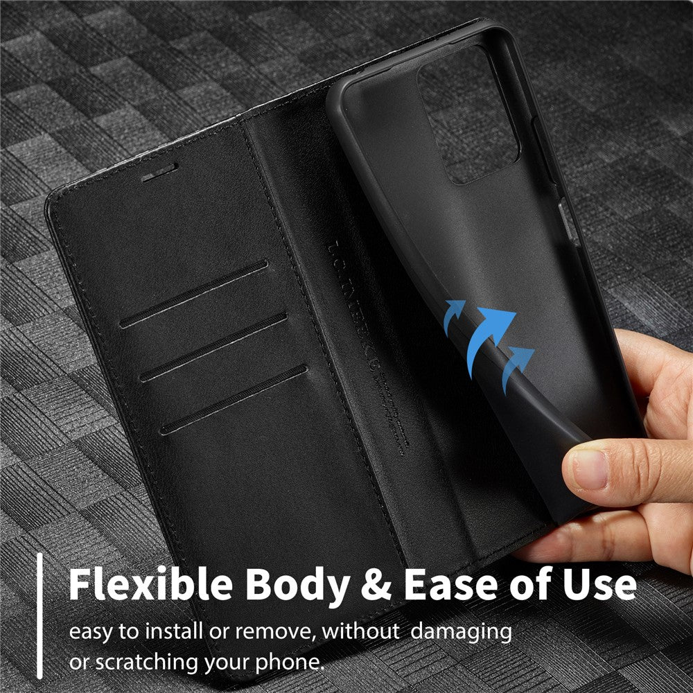 LC.IMEEKE For Xiaomi Redmi Note 14 4G (164.84mm) Case Carbon Fiber Texture Phone Cover Stand Card Holder