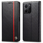 LC.IMEEKE For Xiaomi Redmi Note 14 4G (164.84mm) Case Carbon Fiber Texture Phone Cover Stand Card Holder