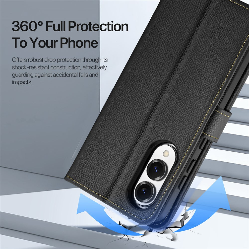 DUX DUCIS Til Samsung Galaxy S25 Edge Cover Lawa Series Aftageligt Magnetisk Skindlædercover Pung med lynlås