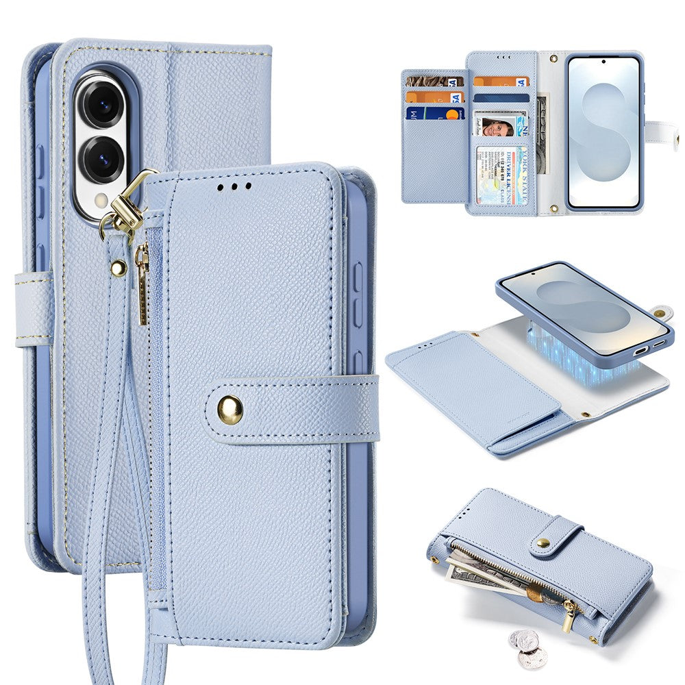 DUX DUCIS Til Samsung Galaxy S25 Edge Cover Lawa Series Aftageligt Magnetisk Skindlædercover Pung med lynlås