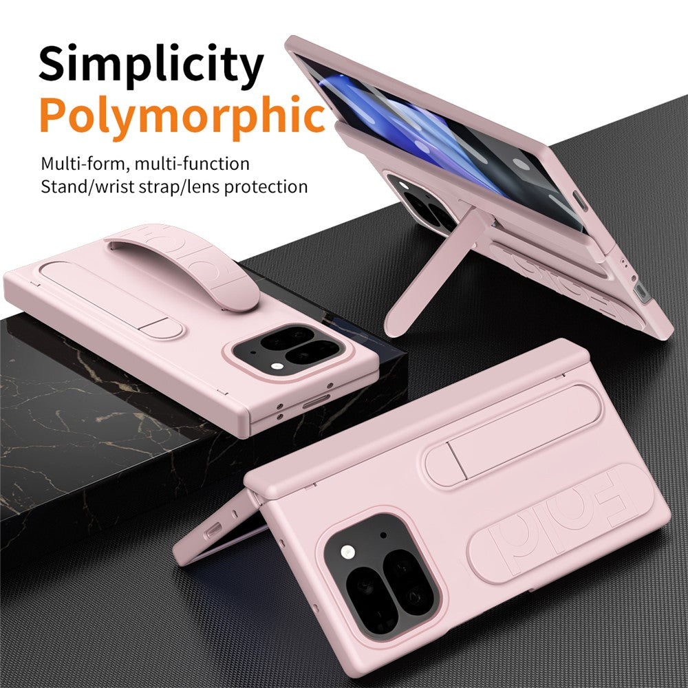 For Google Pixel 10 Pro Fold Case Kickstand Wristband PC Phone Cover with Tempered Glass Film
