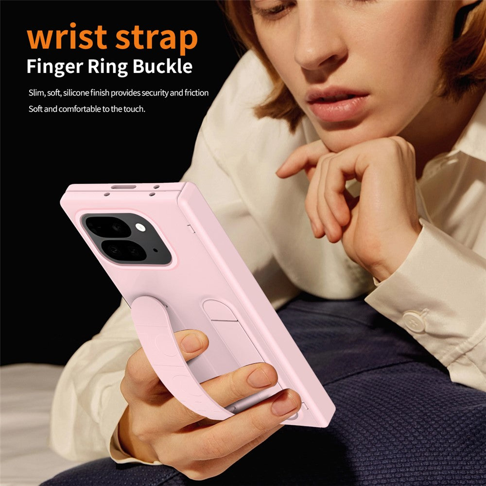 For Google Pixel 10 Pro Fold Case Kickstand Wristband PC Phone Cover with Tempered Glass Film