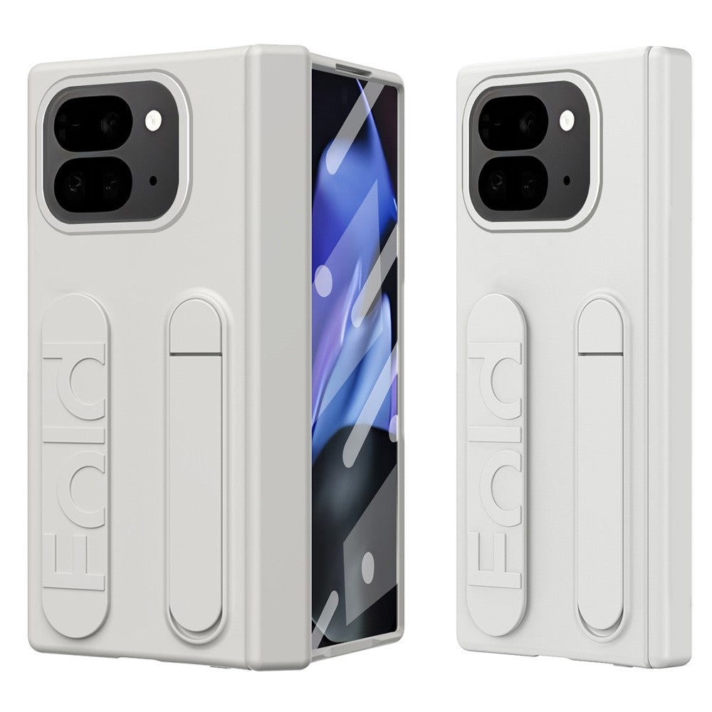 For Google Pixel 10 Pro Fold Case Kickstand Wristband PC Phone Cover with Tempered Glass Film