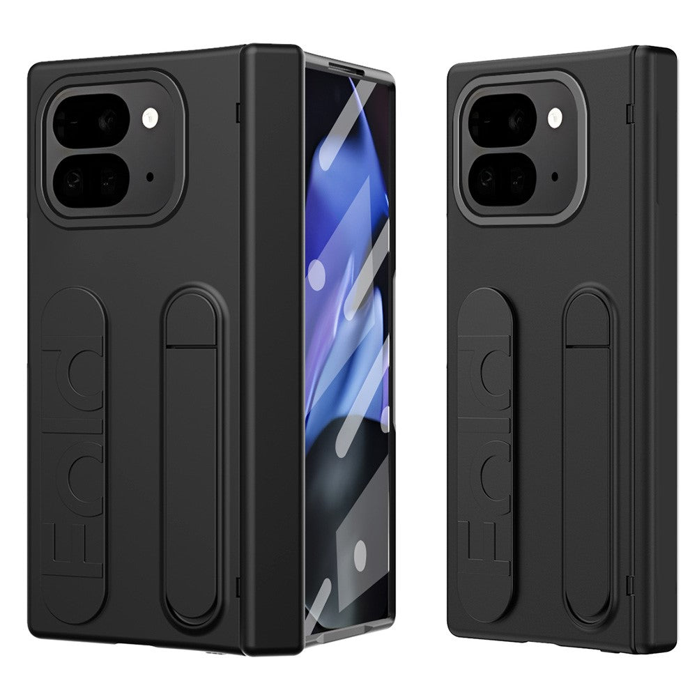 For Google Pixel 10 Pro Fold Case Kickstand Wristband PC Phone Cover with Tempered Glass Film