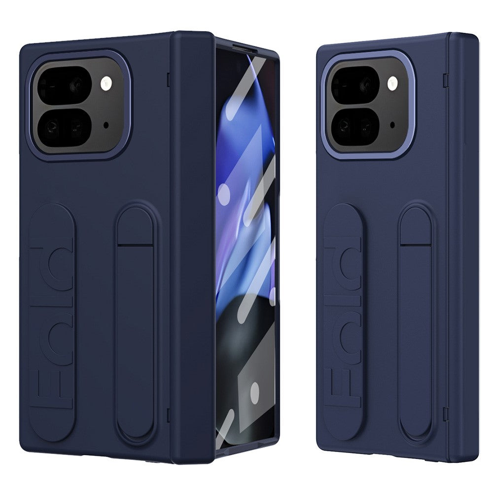 For Google Pixel 10 Pro Fold Case Kickstand Wristband PC Phone Cover with Tempered Glass Film