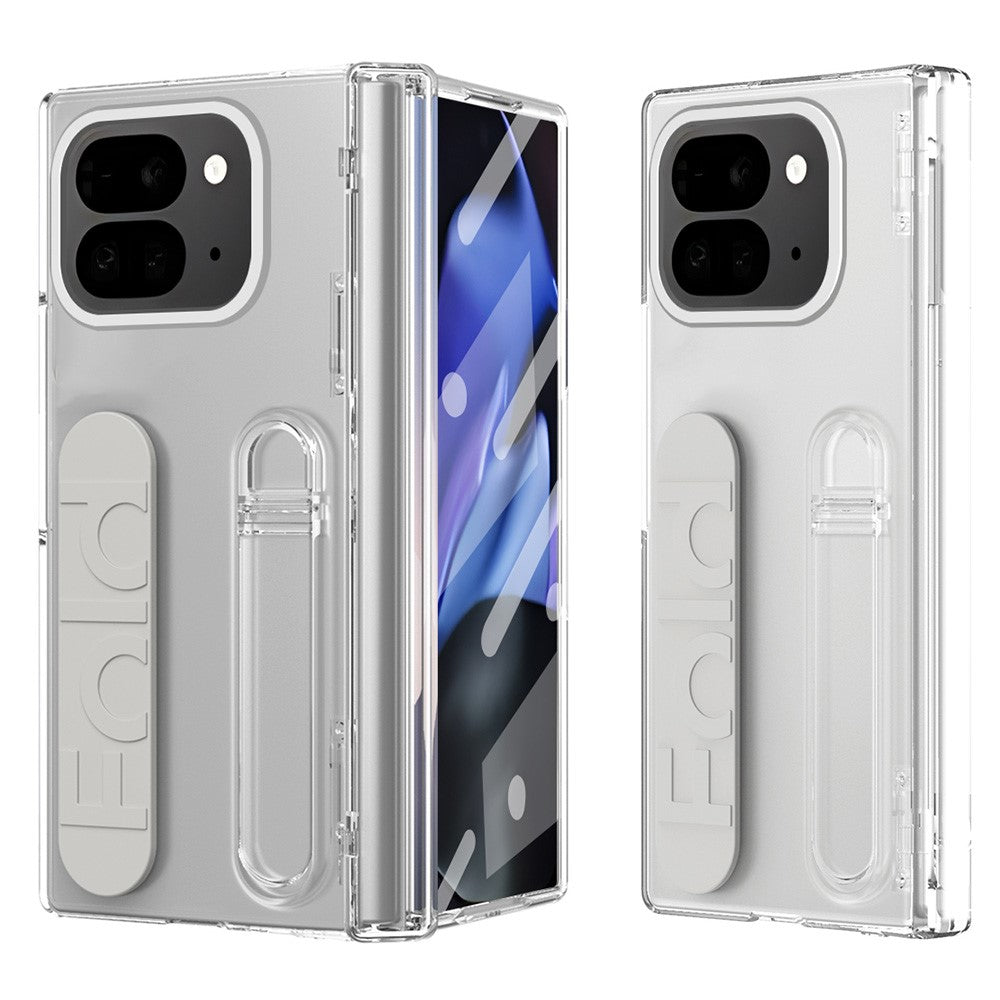For Google Pixel 10 Pro Fold Case Kickstand Wristband PC Phone Cover with Tempered Glass Film