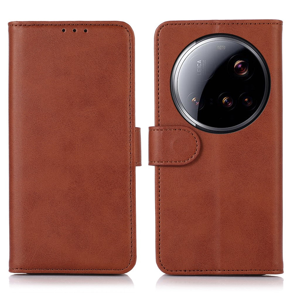 For Xiaomi 15 Ultra Case Cowhide Texture Leather Wallet Phone Cover with Stand