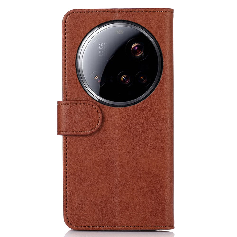 For Xiaomi 15 Ultra Case Cowhide Texture Leather Wallet Phone Cover with Stand