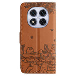 For Xiaomi Redmi Note 14 Pro 4G Case with Wrist Strap Leather Phone Cover Wall Cats Pattern