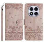 For Xiaomi Redmi Note 14 Pro 4G Case with Wrist Strap Leather Phone Cover Wall Cats Pattern