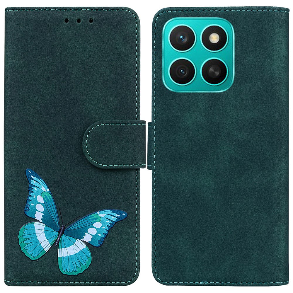 For Honor X8c 4G Stand Case PU Leather Phone Cover Butterfly Printed