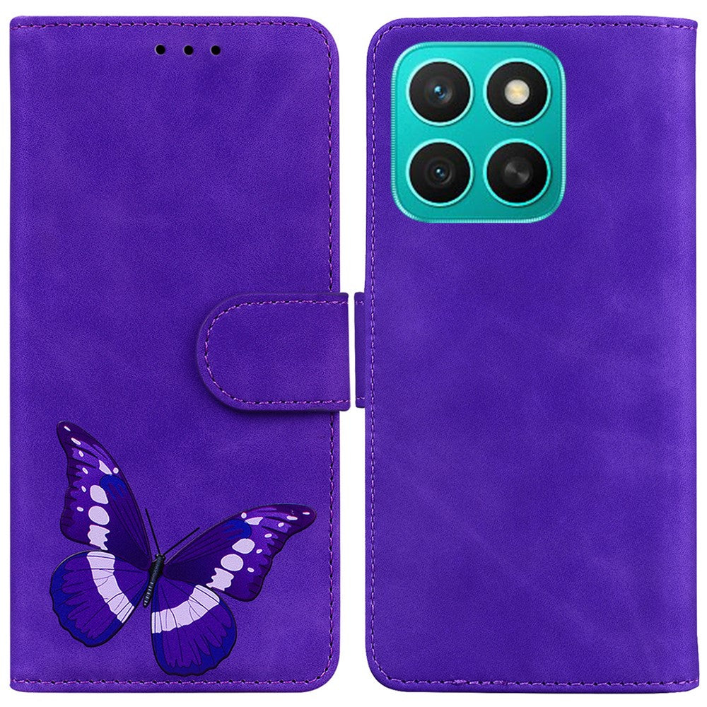 For Honor X8c 4G Stand Case PU Leather Phone Cover Butterfly Printed