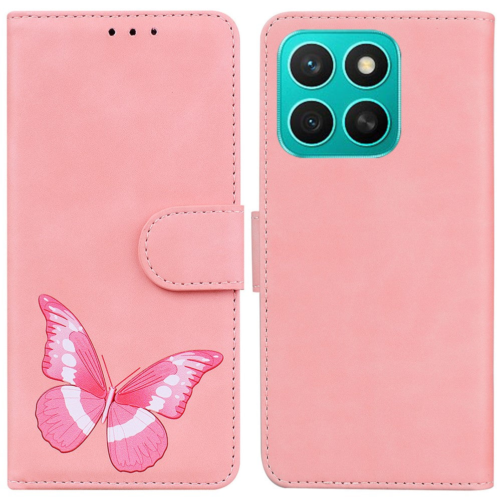For Honor X8c 4G Stand Case PU Leather Phone Cover Butterfly Printed