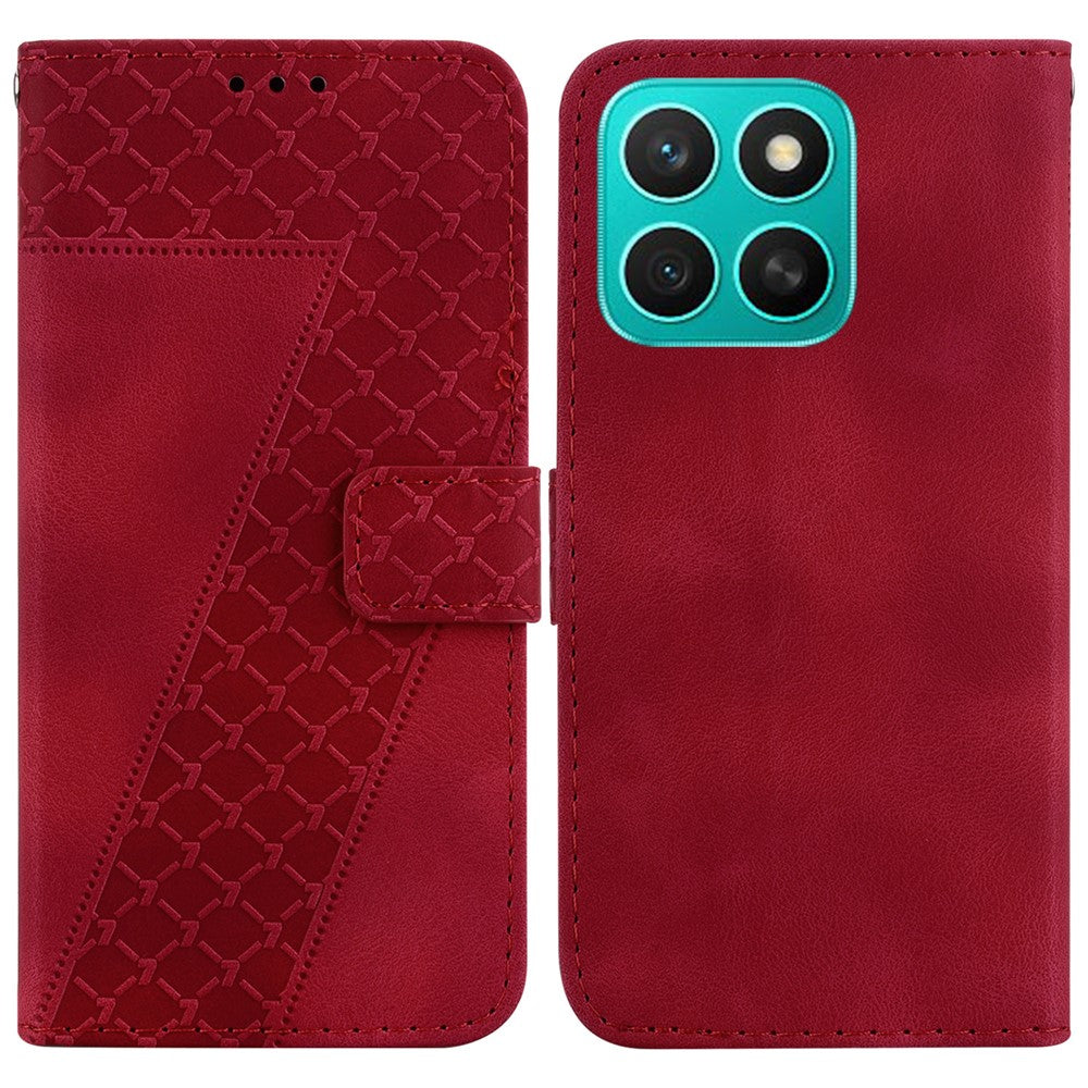 Til Honor X8c 4G Stand Cover med 7-formet mønsterpræg i læder