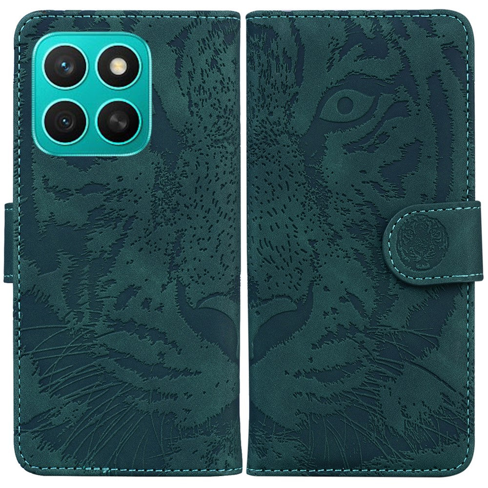 For Honor X8c 4G Etui Tiger Prægning Læder Pung Telefoncover