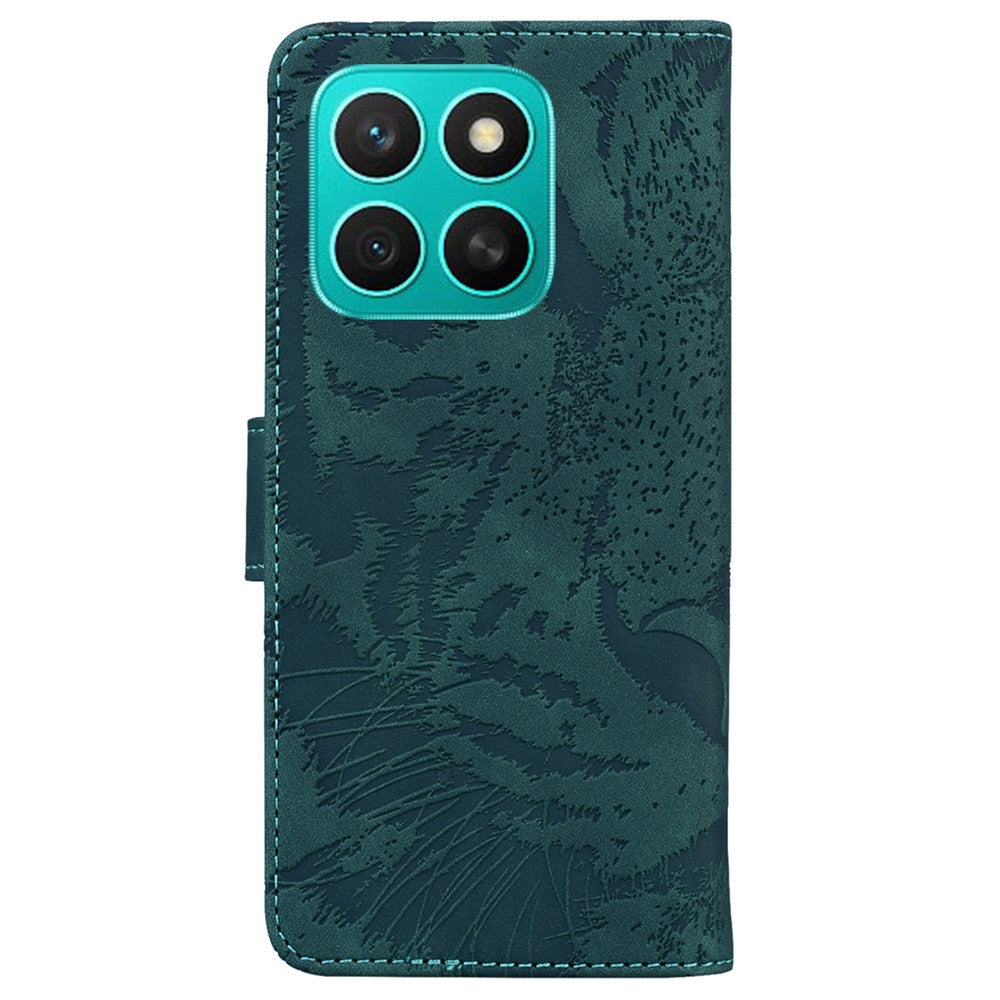 For Honor X8c 4G Etui Tiger Prægning Læder Pung Telefoncover