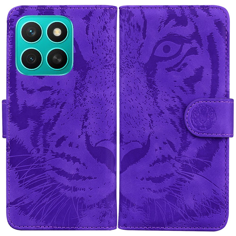 For Honor X8c 4G Etui Tiger Prægning Læder Pung Telefoncover