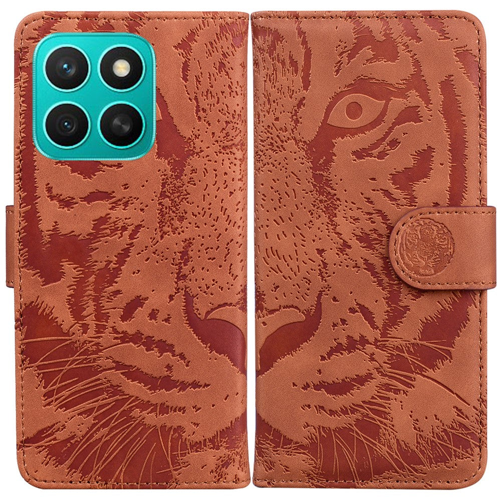 For Honor X8c 4G Etui Tiger Prægning Læder Pung Telefoncover