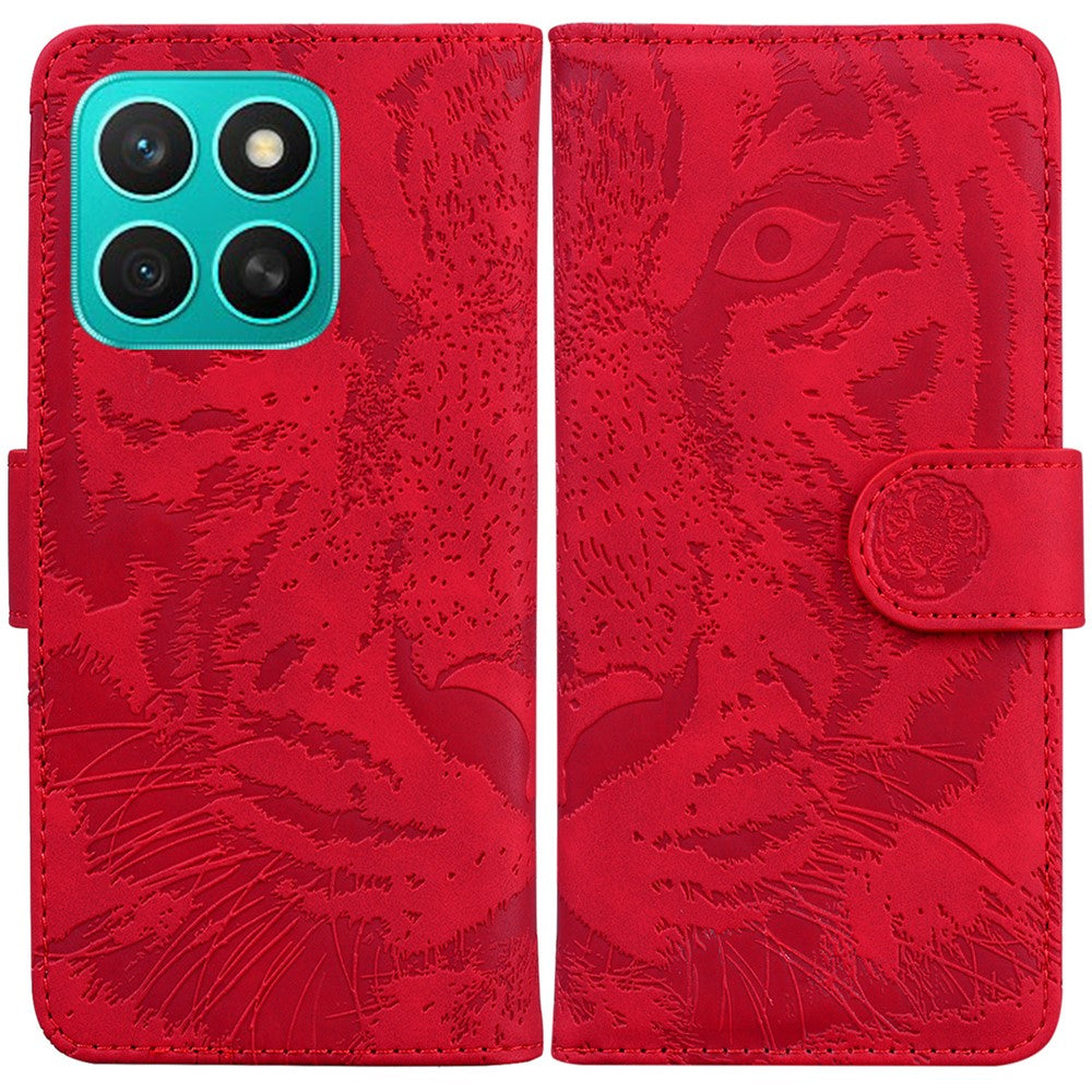 For Honor X8c 4G Etui Tiger Prægning Læder Pung Telefoncover