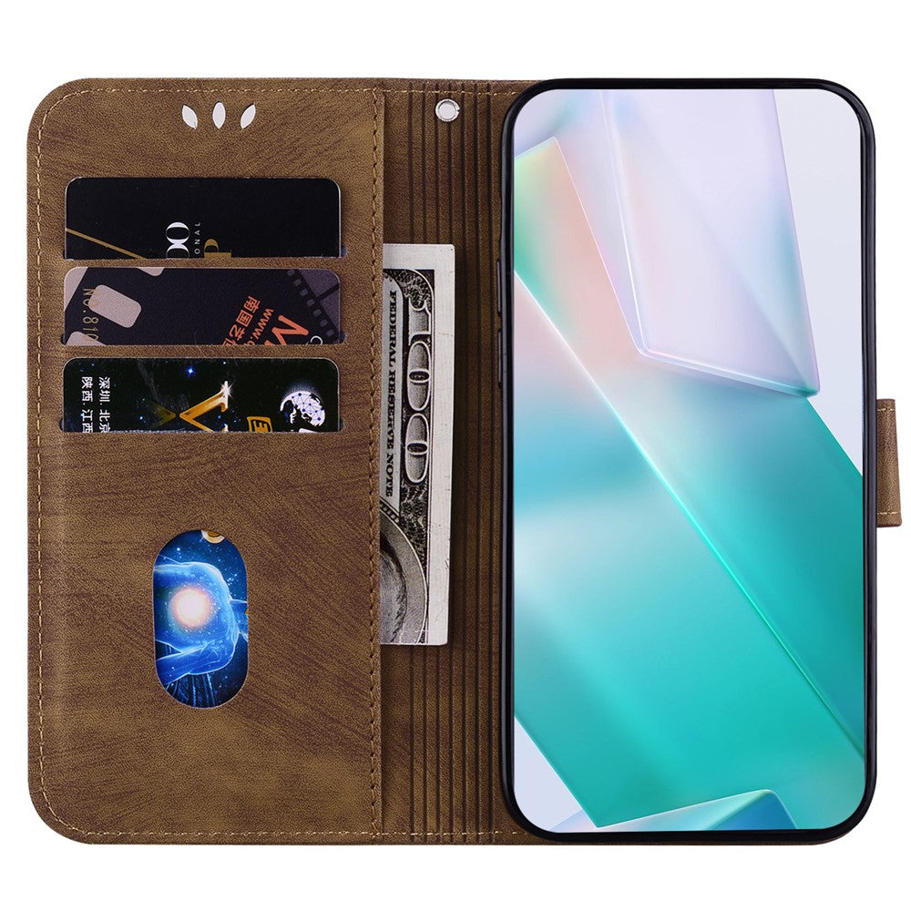 For Honor X8c 4G Pung Etui Tiger Imprint Læder Stødsikkert Telefoncover
