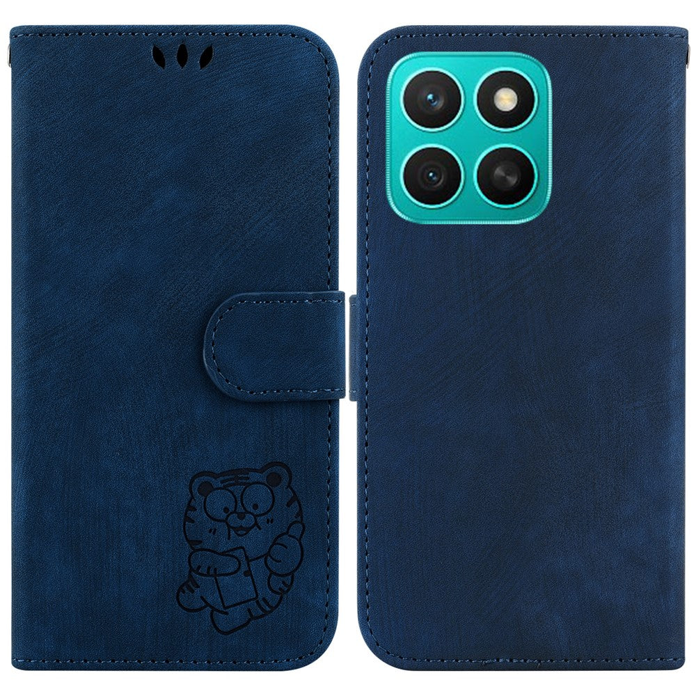 For Honor X8c 4G Pung Etui Tiger Imprint Læder Stødsikkert Telefoncover