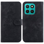For Honor X8c 4G Case Lily Flower Imprint Leather Phone Cover with Stand