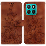 For Honor X8c 4G Case Lily Flower Imprint Leather Phone Cover with Stand