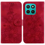 For Honor X8c 4G Case Lily Flower Imprint Leather Phone Cover with Stand