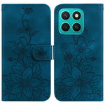 For Honor X8c 4G Case Lily Flower Imprint Leather Phone Cover with Stand