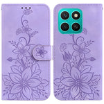 For Honor X8c 4G Case Lily Flower Imprint Leather Phone Cover with Stand