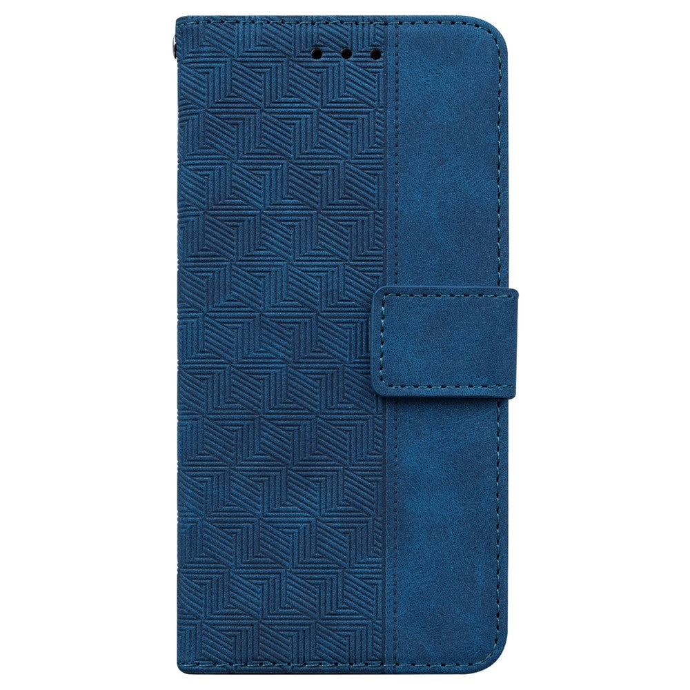 For Oppo Reno13 F 5G (Reno 13 FS 5G) / 4G Case Geometry Pattern Leather Wallet Phone Cover with Wrist Strap