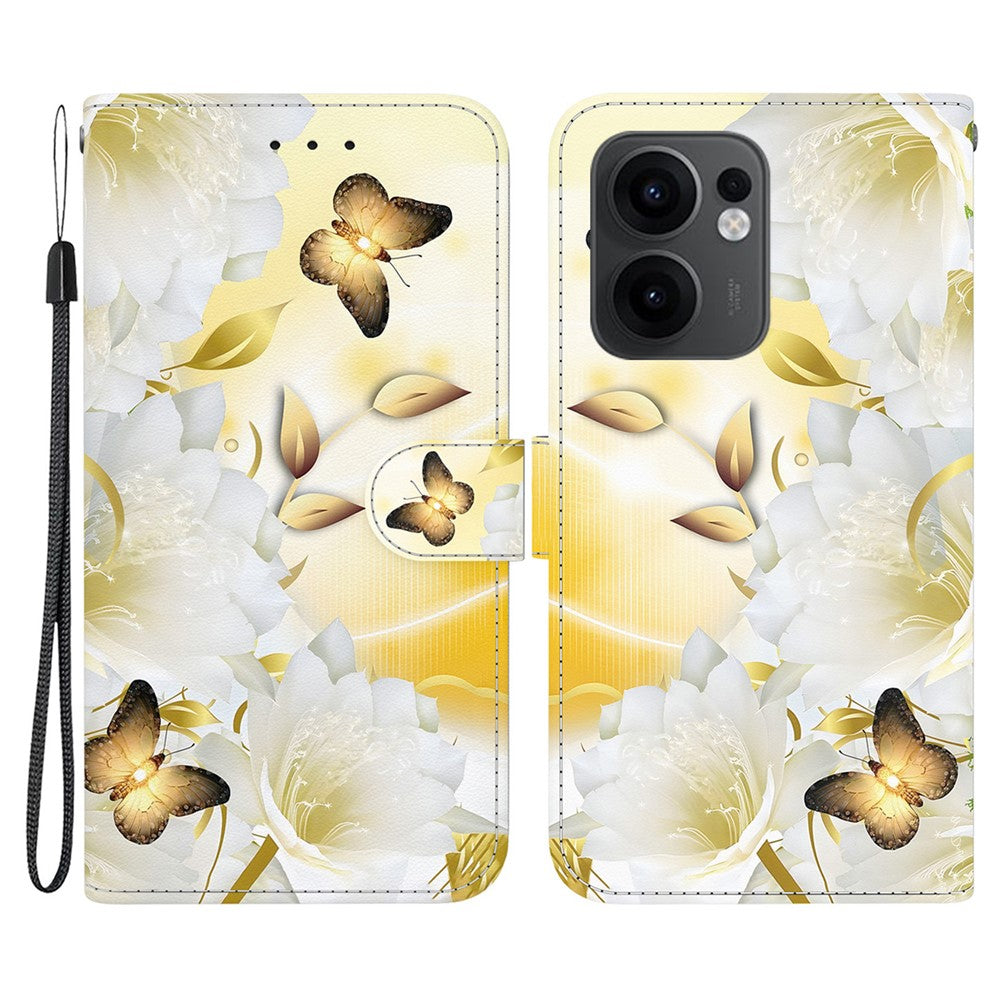 Oppo Reno13 F 5G (Reno 13 FS 5G) / 4G Plånboksfodral med fallskydd i läder, fällbart mönster