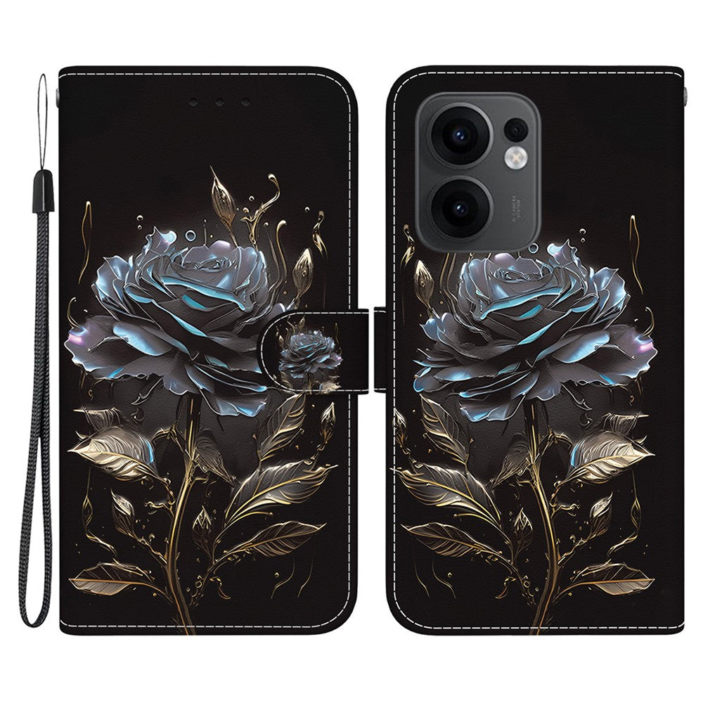 Oppo Reno13 F 5G (Reno 13 FS 5G) / 4G Plånboksfodral med fallskydd i läder, fällbart mönster
