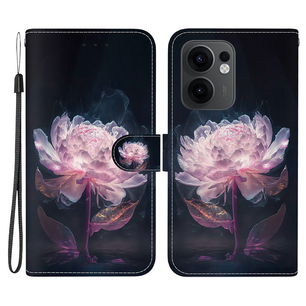 Oppo Reno13 F 5G (Reno 13 FS 5G) / 4G Plånboksfodral med fallskydd i läder, fällbart mönster
