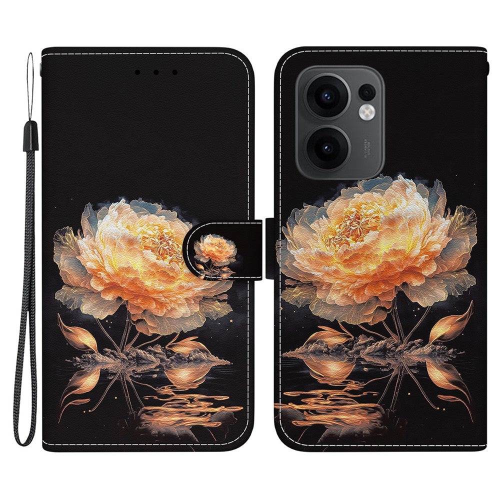 Oppo Reno13 F 5G (Reno 13 FS 5G) / 4G Plånboksfodral med fallskydd i läder, fällbart mönster