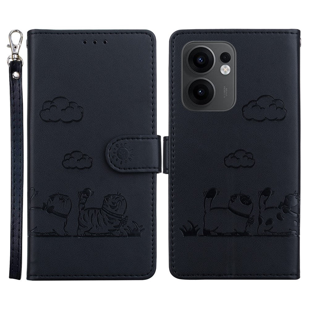 For Oppo Reno13 F 5G (Reno 13 FS 5G) / 4G Case RFID Blocking Kitten Pattern TPU + PU Leather Phone Cover