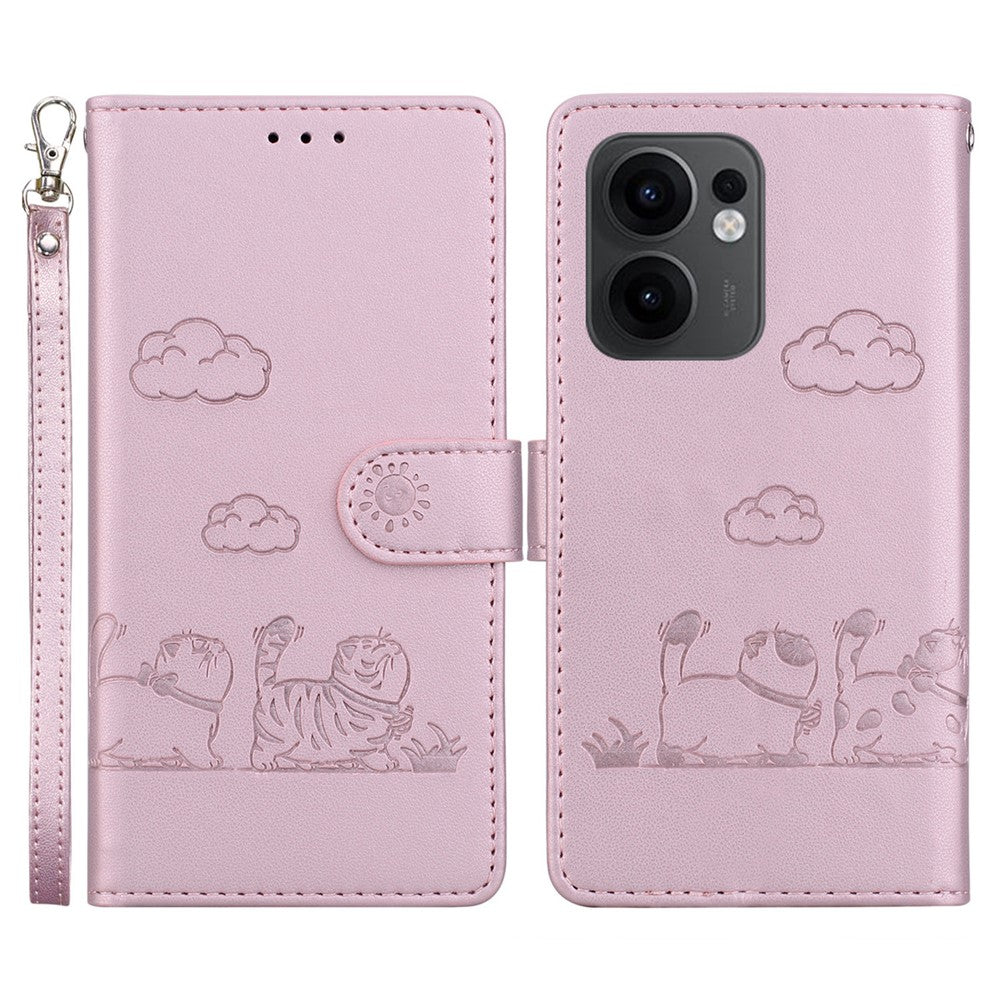 For Oppo Reno13 F 5G (Reno 13 FS 5G) / 4G Case RFID Blocking Kitten Pattern TPU + PU Leather Phone Cover