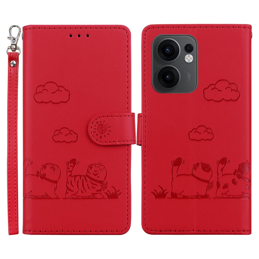 For Oppo Reno13 F 5G (Reno 13 FS 5G) / 4G Case RFID Blocking Kitten Pattern TPU + PU Leather Phone Cover