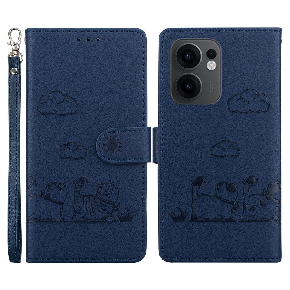 For Oppo Reno13 F 5G (Reno 13 FS 5G) / 4G Case RFID Blocking Kitten Pattern TPU + PU Leather Phone Cover