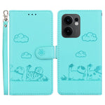 For Oppo Reno13 F 5G (Reno 13 FS 5G) / 4G Case RFID Blocking Kitten Pattern TPU + PU Leather Phone Cover