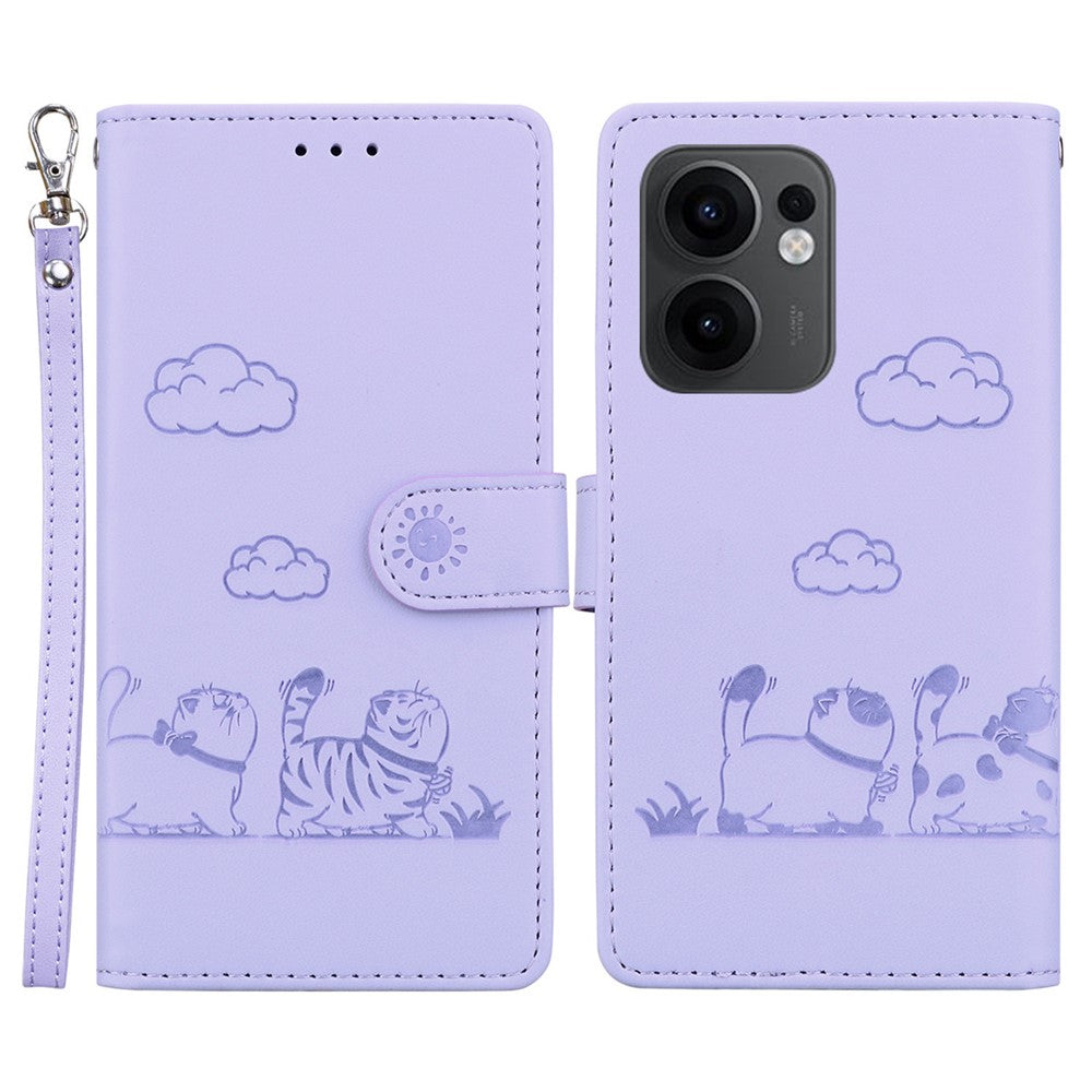 For Oppo Reno13 F 5G (Reno 13 FS 5G) / 4G Case RFID Blocking Kitten Pattern TPU + PU Leather Phone Cover
