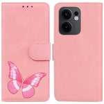 Oppo Reno13 F 5G (Reno 13 FS 5G) / 4G stativetui i PU-læder, mobilcover med sommerfugletryk