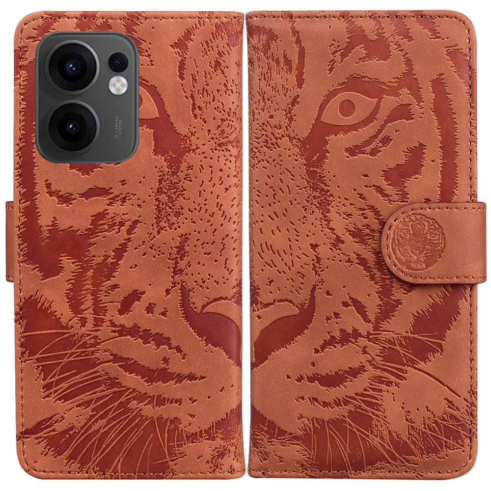 For Oppo Reno13 F 5G (Reno 13 FS 5G) / 4G Case Tiger Imprint Leather Wallet Phone Cover